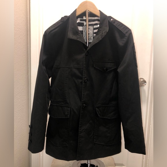 VOLCOM military officers black jacket with contrast lining size medium - Picture 1 of 6